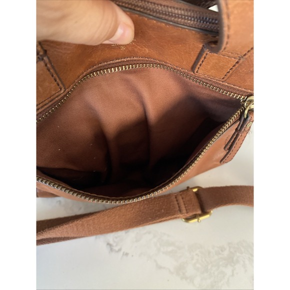 Fossil Tessa Chestnut Brown Pebble Leather Boho Crossbody Bag Purse Satchel EUC - Picture 7 of 16
